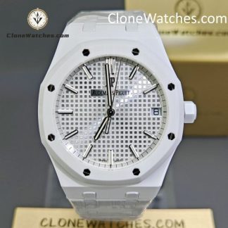 Audemars Piguet Super Clone Watches 1:1 Royal Oak White Ceramic 15500 White Dial 41MM detail view