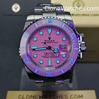 Modified Super Clone Watches 1:1 DiW Rolex Submariner Pink Dial 3235 Movement detail view