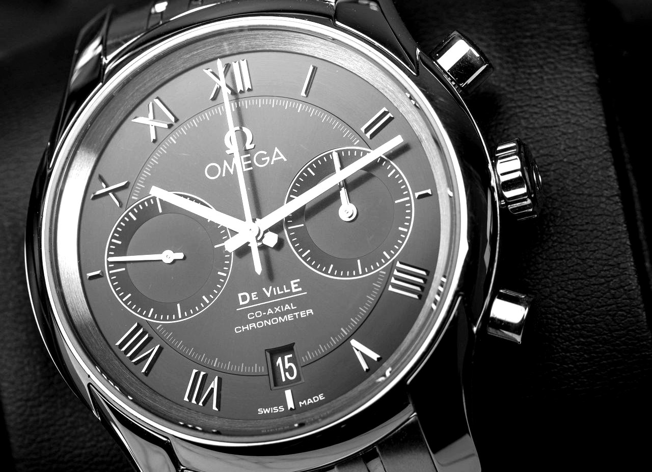 Bright close-up of a luxury chronograph dial used for secure order detail review