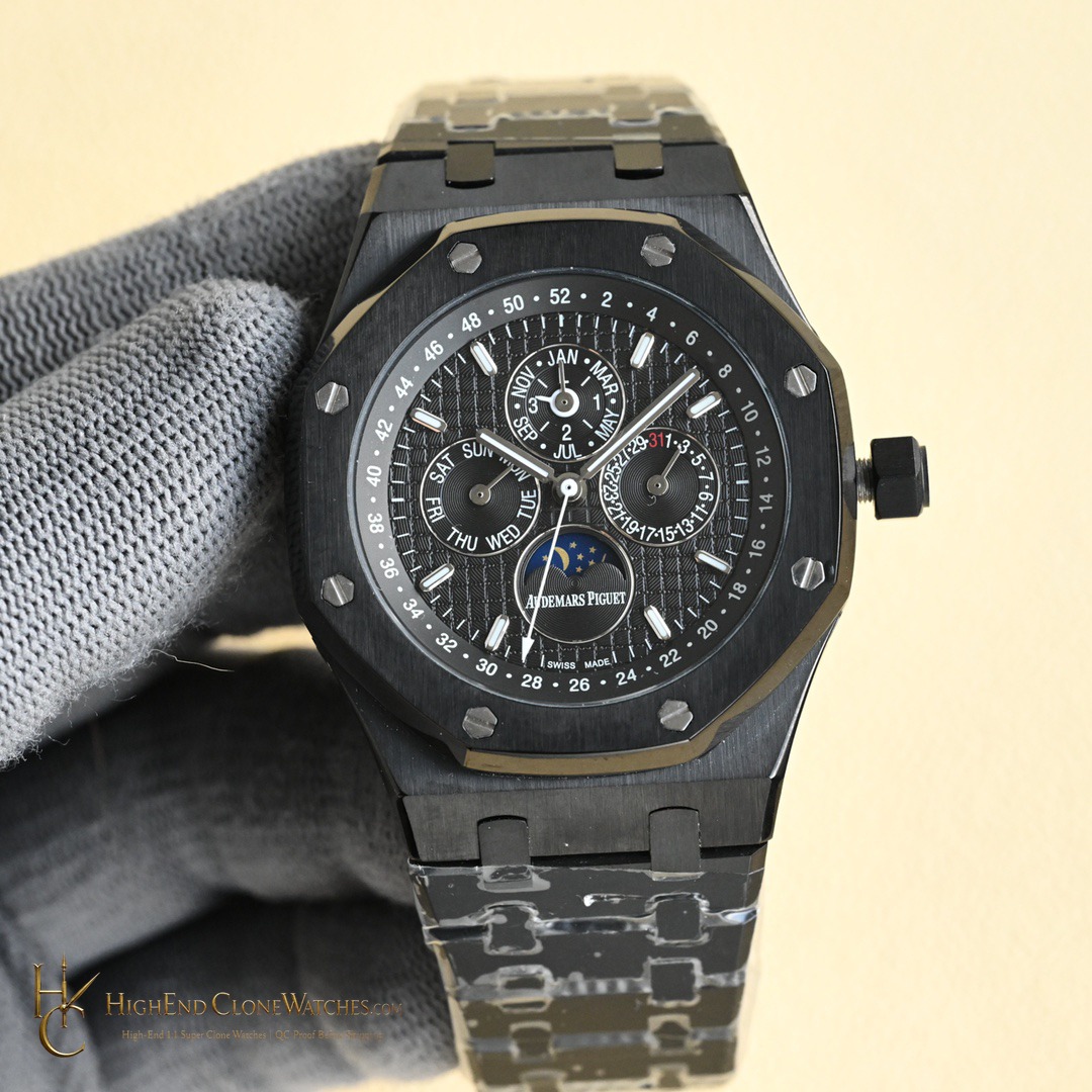 Audemars Piguet Black Ceramic 26579 True Moon Phase super clone watch front view
