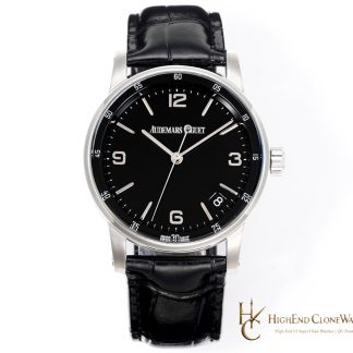Audemars Piguet Code 11.59 by 15210BC Black Dial 41mm Leather Strap super clone watch front view