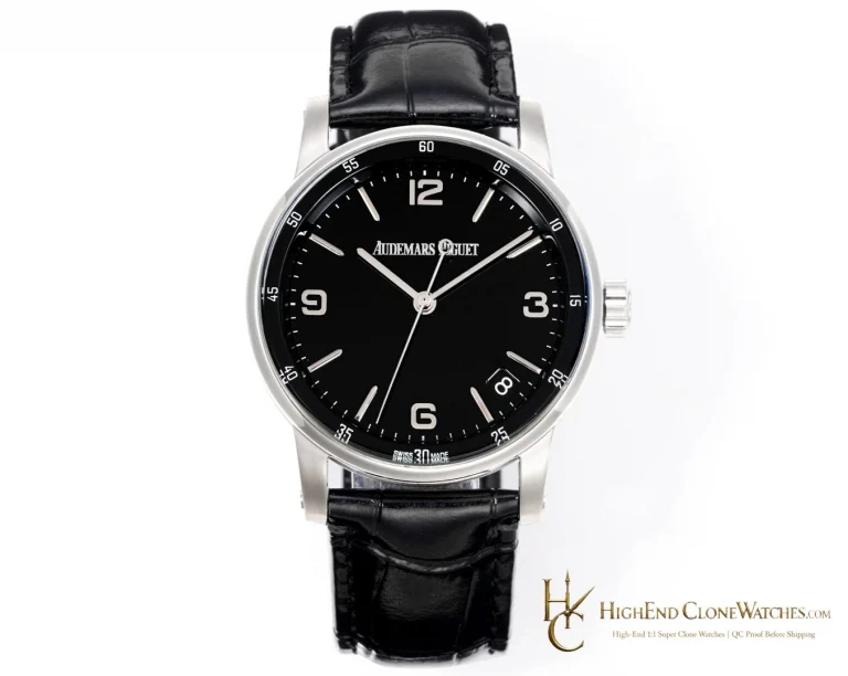 Audemars Piguet Code 11.59 by 15210BC Black Dial 41mm Leather Strap super clone watch front view