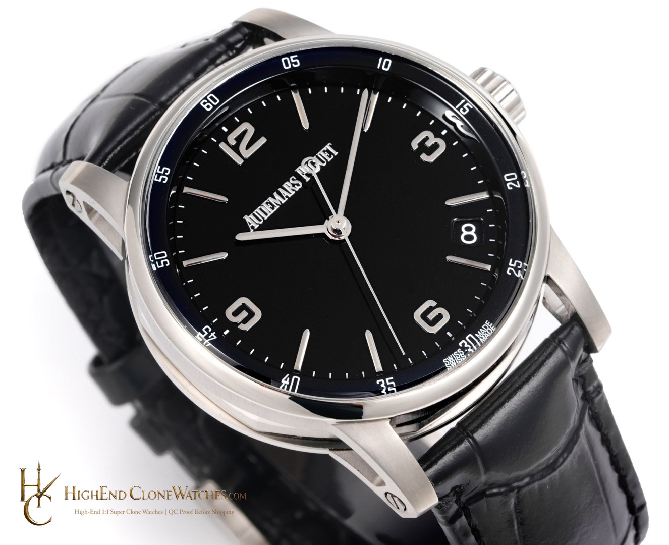 Audemars Piguet Code 11.59 by 15210BC Black Dial 41mm Leather Strap super clone watch bracelet or strap fit