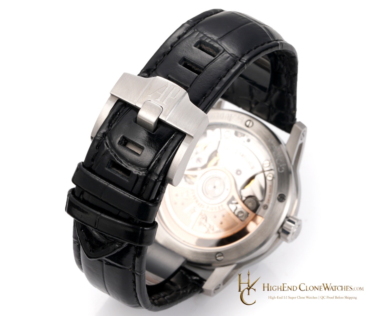 Audemars Piguet Code 11.59 by 15210BC Black Dial 41mm Leather Strap super clone watch wrist shot
