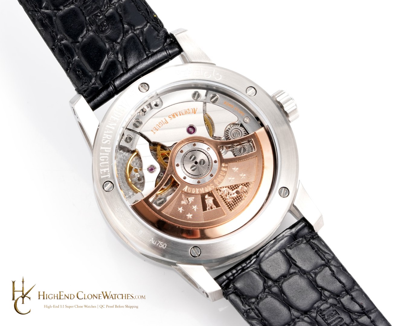 Audemars Piguet Code 11.59 by 15210BC Black Dial 41mm Leather Strap super clone watch angled view