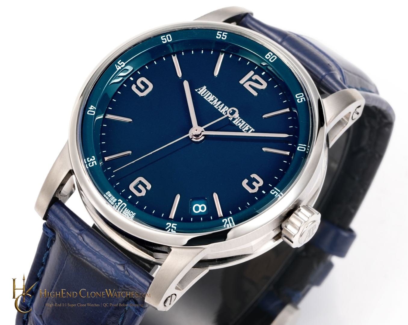 Audemars Piguet Code 11.59 by 15210BC Blue Dial 41mm super clone watch side case profile