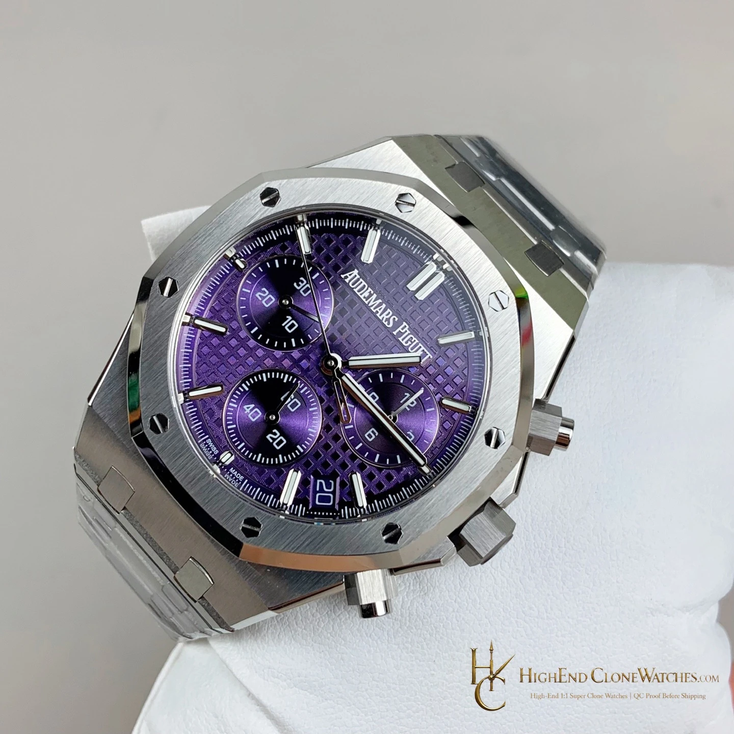 Audemars Piguet Purple Dial 26240 Royal Oak Selfwinding Chronograph super clone watch side case profile