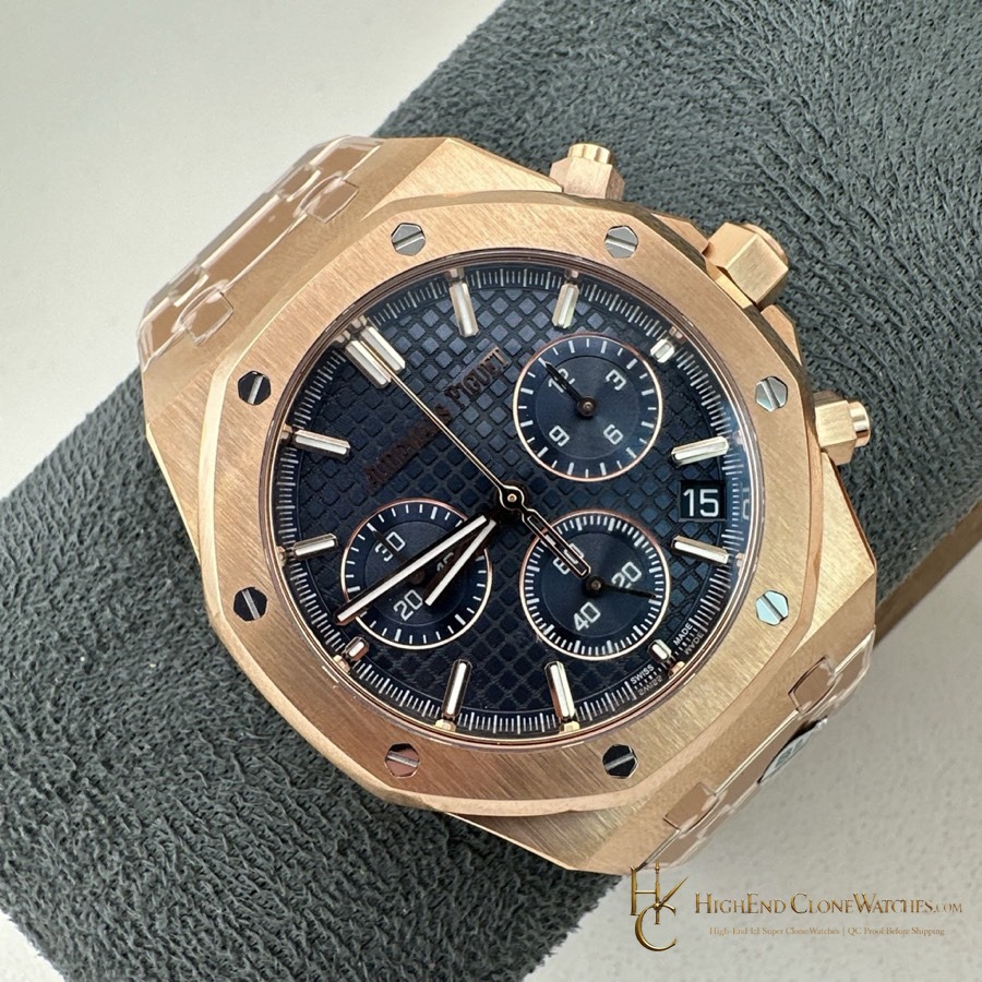 Audemars Piguet Rose Gold Blue Dial 26240 super clone watch dial detail