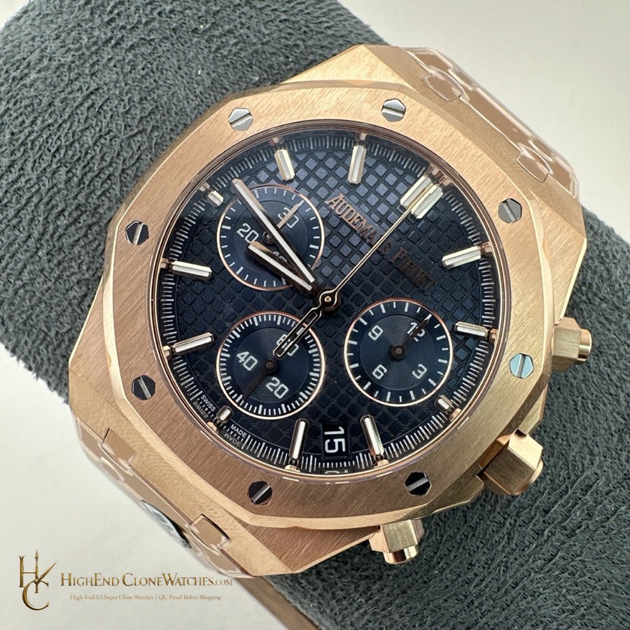 Audemars Piguet Rose Gold Blue Dial 26240 super clone watch side case profile
