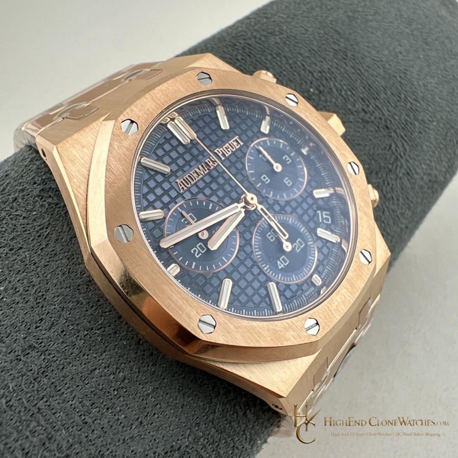 Audemars Piguet Rose Gold Blue Dial 26240 super clone watch clasp detail