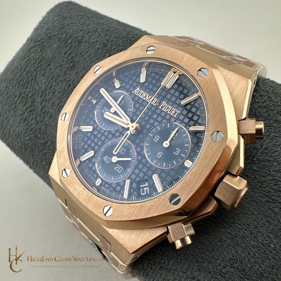 Audemars Piguet Rose Gold Blue Dial 26240 super clone watch caseback detail