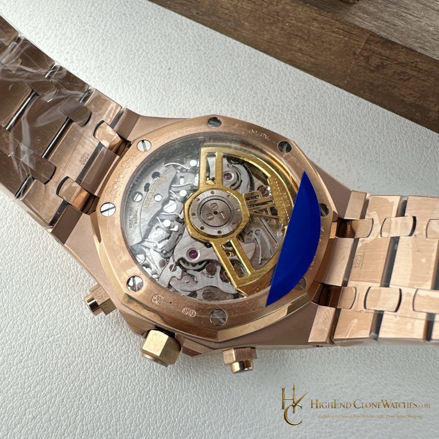 Audemars Piguet Rose Gold Blue Dial 26240 super clone watch angled view