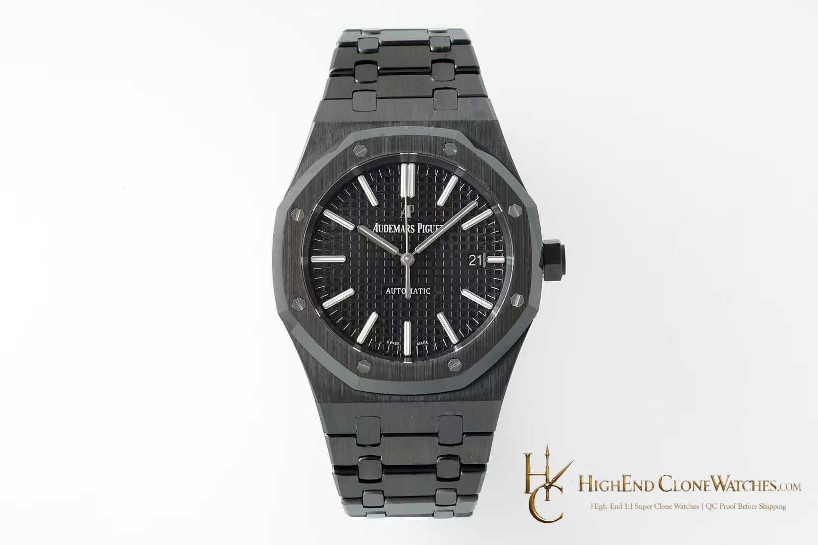 Audemars Piguet Royal Oak 15400 Black Ceramic Black Dial super clone watch front view