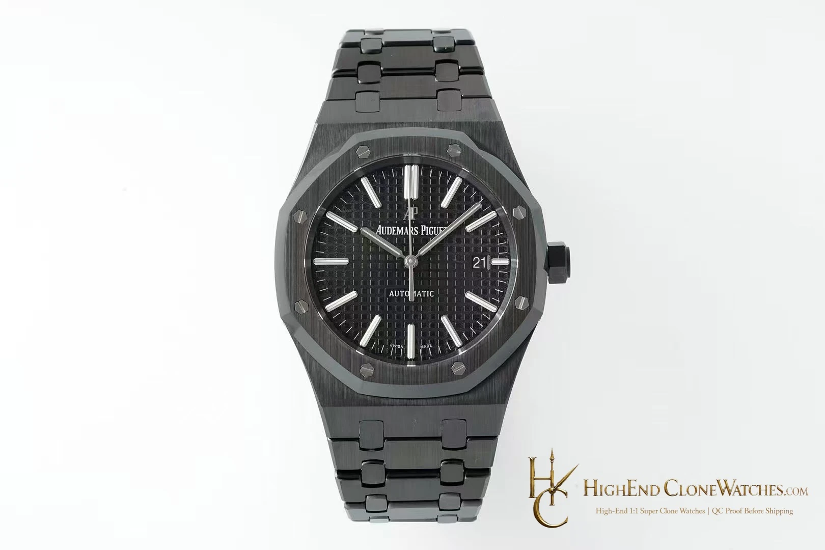 Audemars Piguet Royal Oak 15400 Black Ceramic Black Dial super clone watch front view