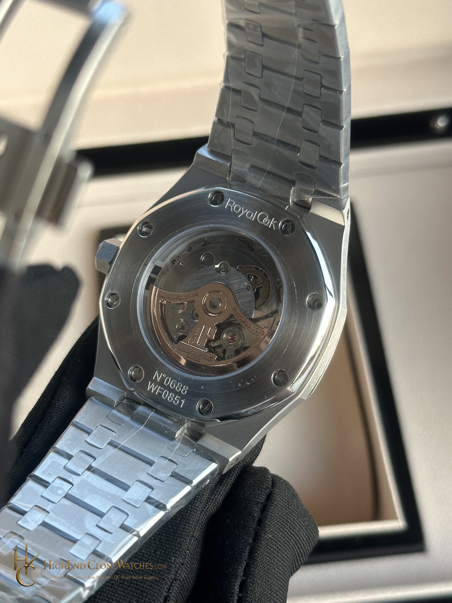 Audemars Piguet Royal Oak 15400 Black Dial super clone watch angled view