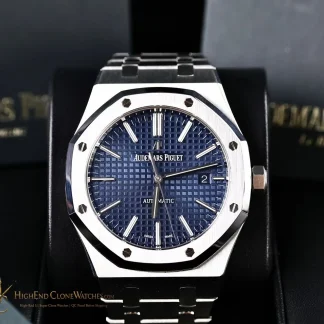 Audemars Piguet Royal Oak 15400 Blue Dial super clone watch front view