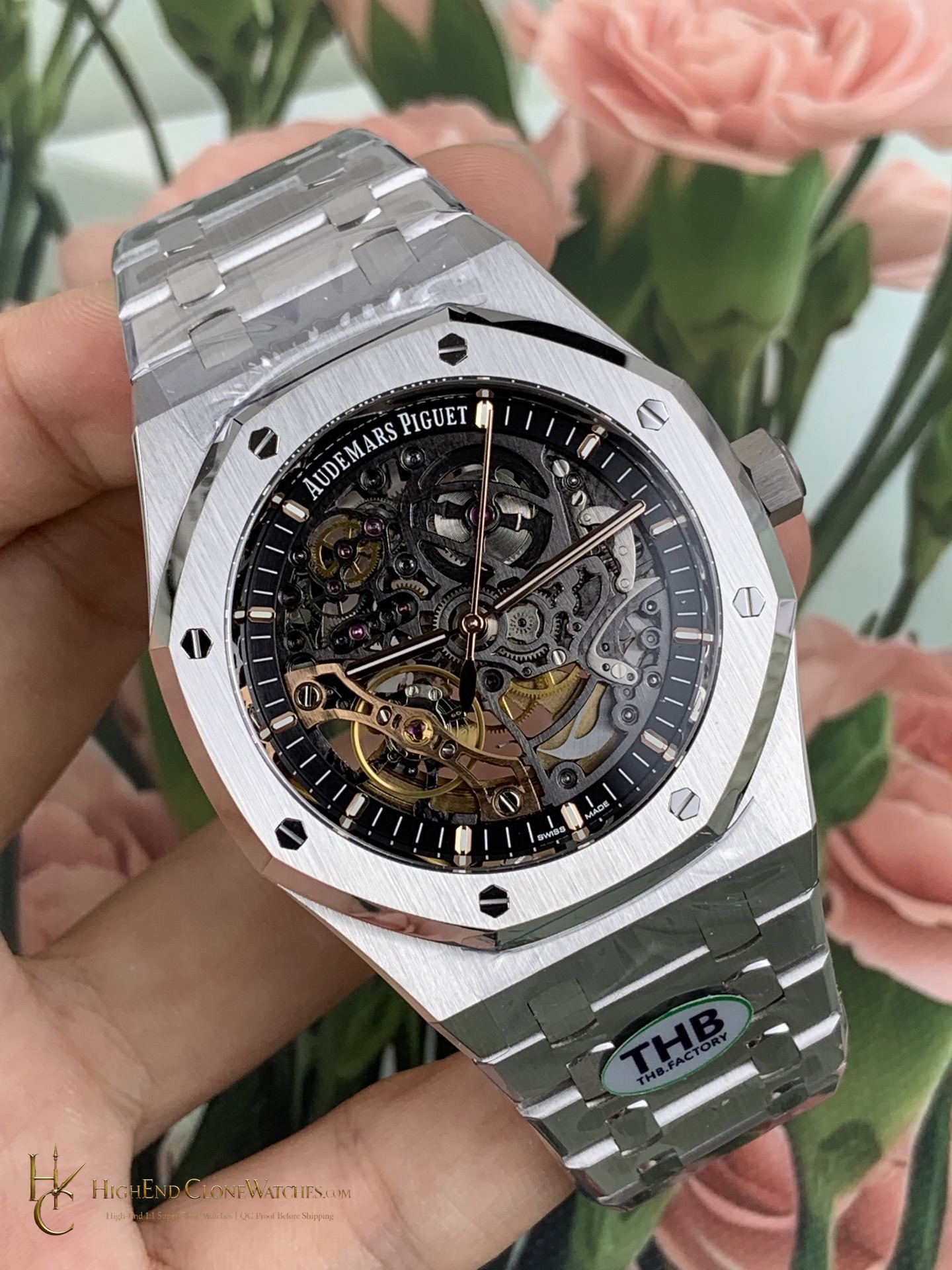 Audemars Piguet Royal Oak 15407 Skeleton Dial super clone watch bezel detail