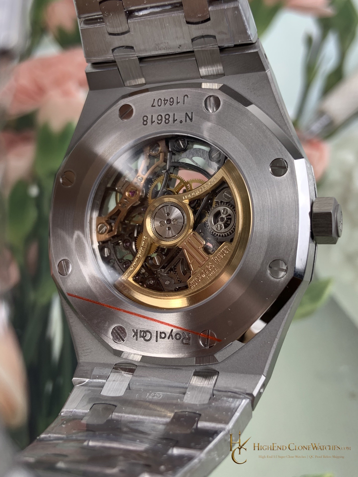 Audemars Piguet Royal Oak 15407 Skeleton Dial super clone watch wrist shot