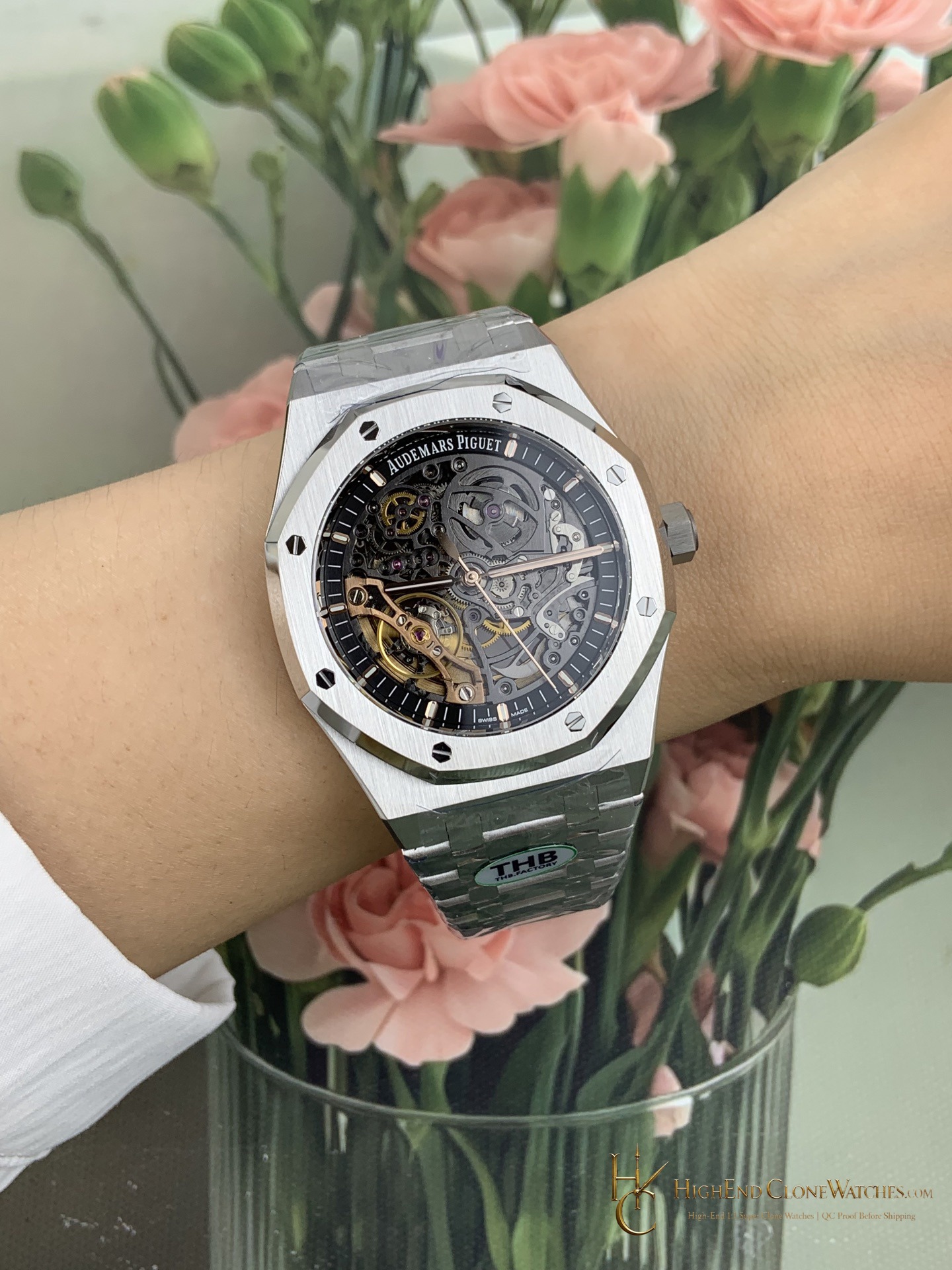 Audemars Piguet Royal Oak 15407 Skeleton Dial super clone watch angled view