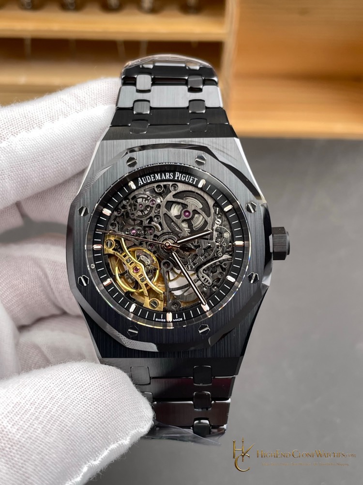 Audemars Piguet Royal Oak 15416 Skeleton Dial super clone watch bezel detail
