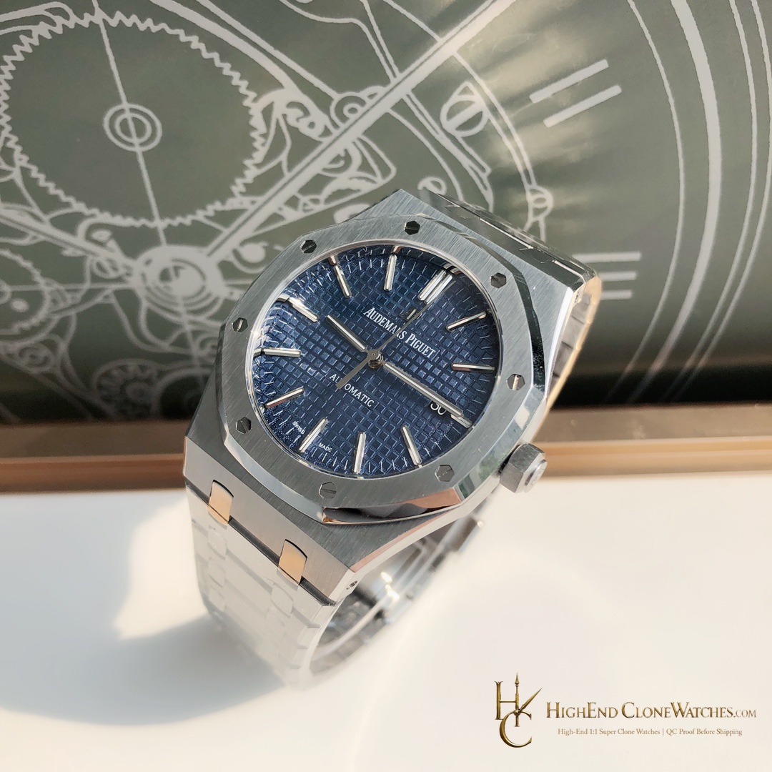 Audemars Piguet Royal Oak 15450 Blue Dial 37mm super clone watch side case profile