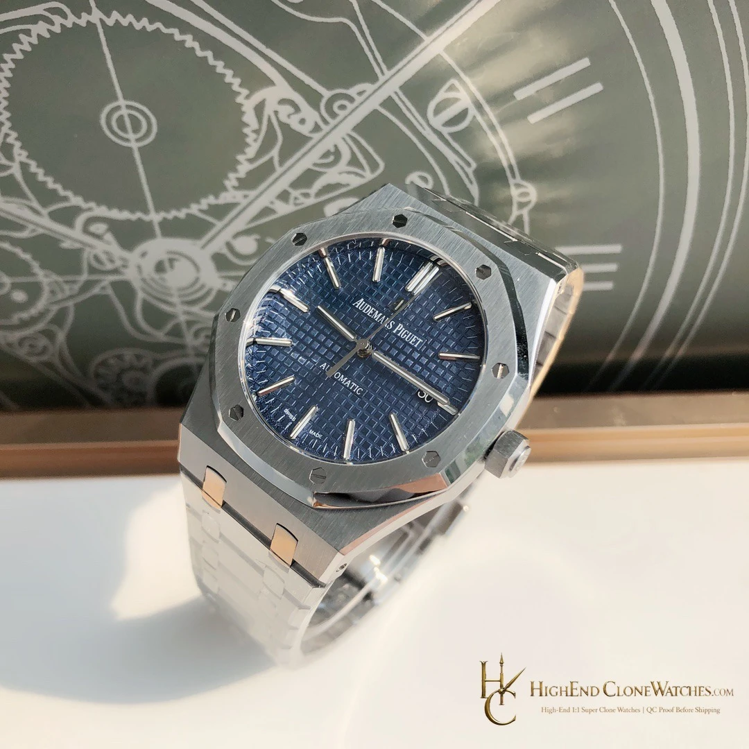 Audemars Piguet Royal Oak 15450 Blue Dial 37mm super clone watch side case profile