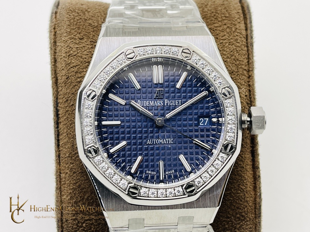 Audemars Piguet Royal Oak 15451ST Blue Dial 37mm super clone watch side case profile