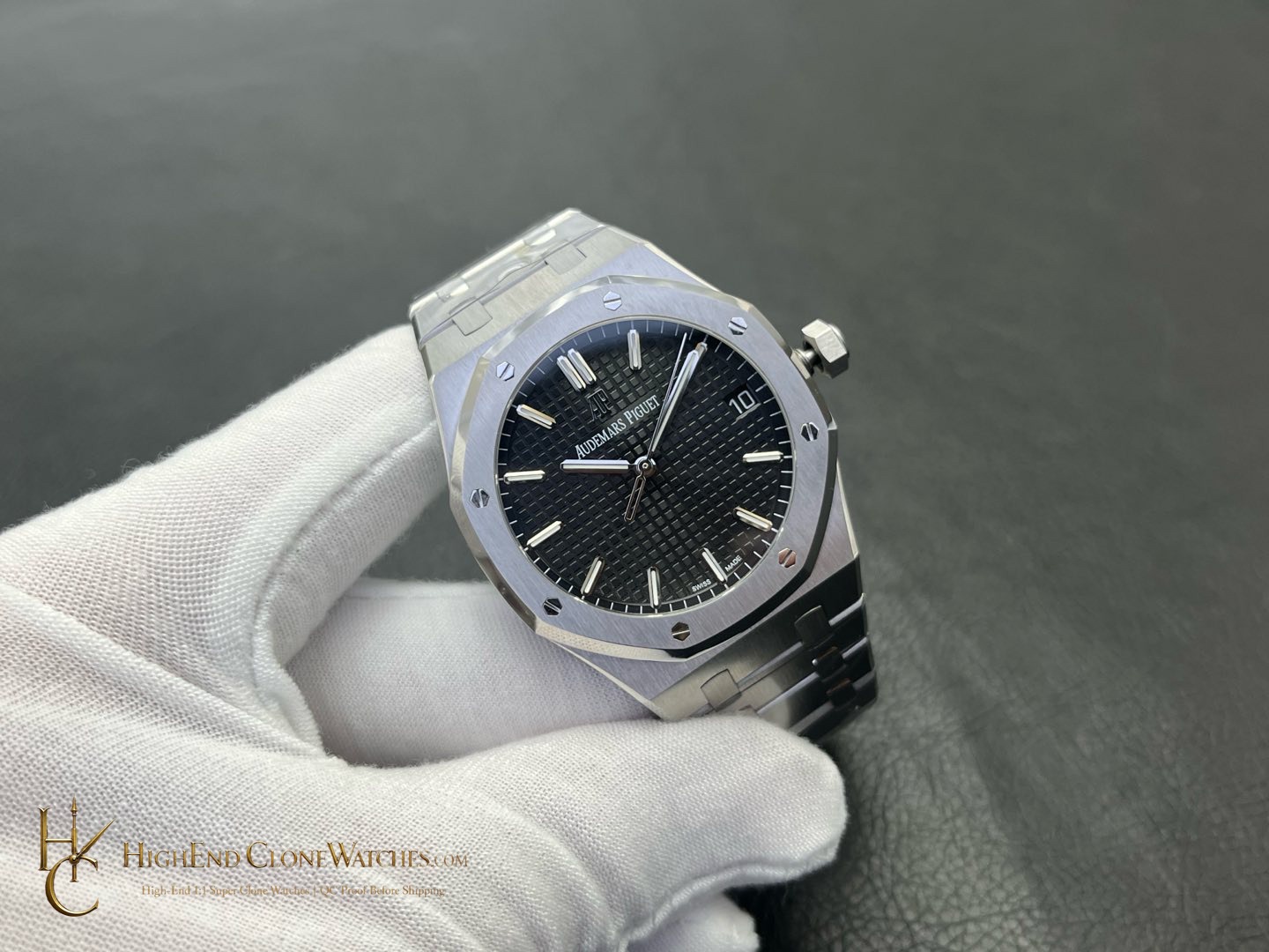 Audemars Piguet Royal Oak 15500 Black Dial super clone watch front view