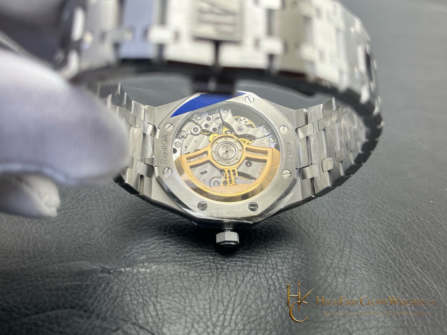 Audemars Piguet Royal Oak 15500 Black Dial super clone watch caseback detail