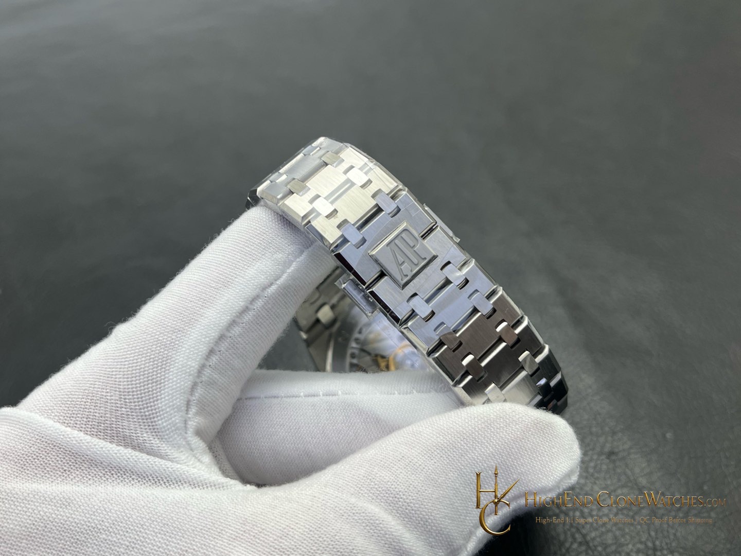 Audemars Piguet Royal Oak 15500 Black Dial super clone watch wrist shot