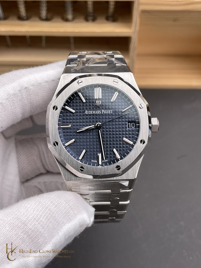 Audemars Piguet Royal Oak 15500 Blue Dial super clone watch front view
