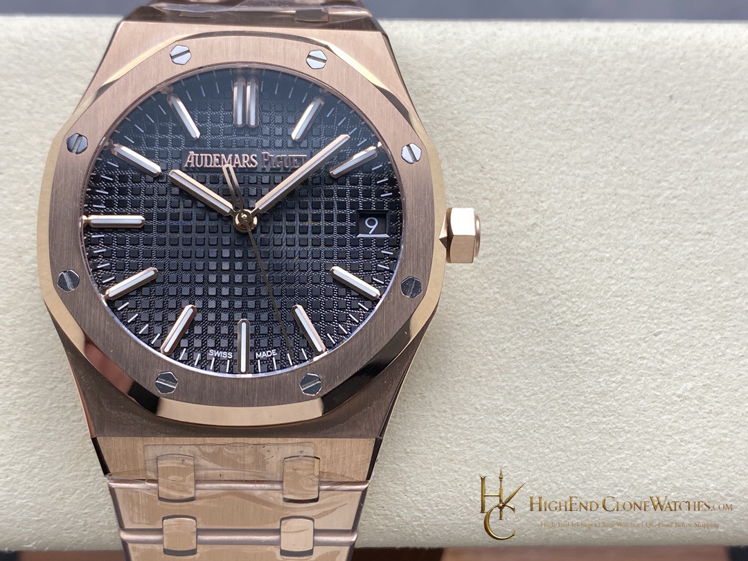 Audemars Piguet Royal Oak 15510 Rose Gold Black Dial 41mm super clone watch front view