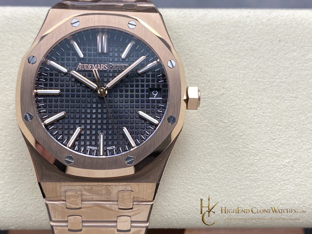 Audemars Piguet Royal Oak 15510 Rose Gold Black Dial 41mm super clone watch front view