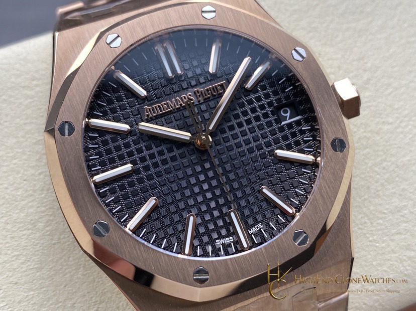 Audemars Piguet Royal Oak 15510 Rose Gold Black Dial 41mm super clone watch dial detail