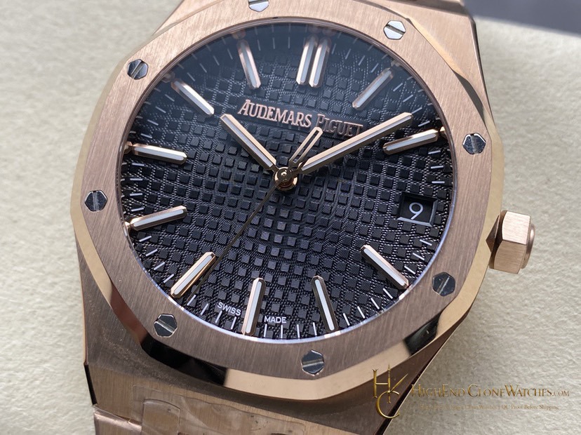 Audemars Piguet Royal Oak 15510 Rose Gold Black Dial 41mm super clone watch bezel detail