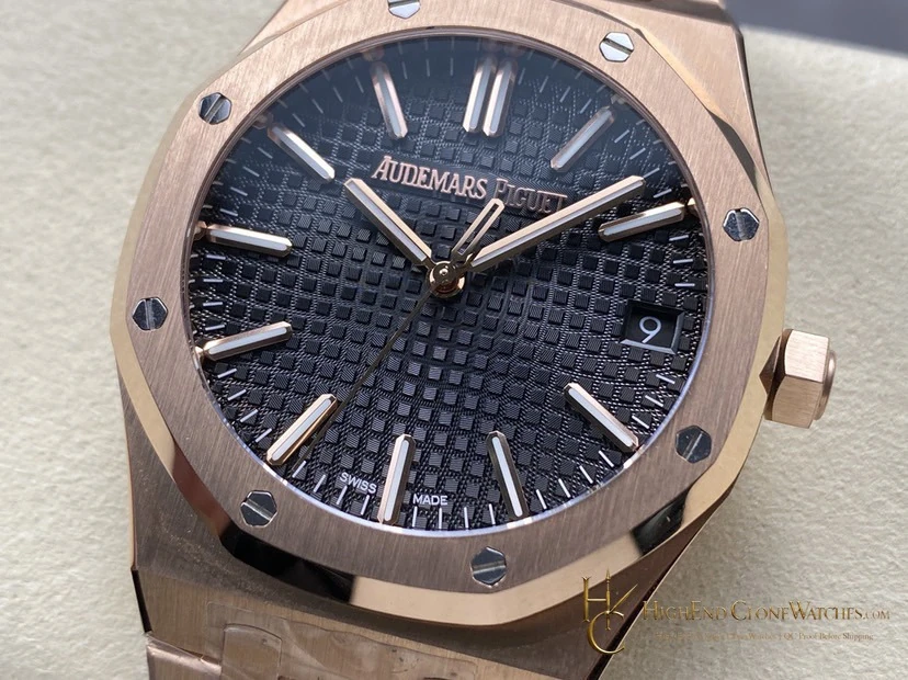 Audemars Piguet Royal Oak 15510 Rose Gold Black Dial 41mm super clone watch bezel detail