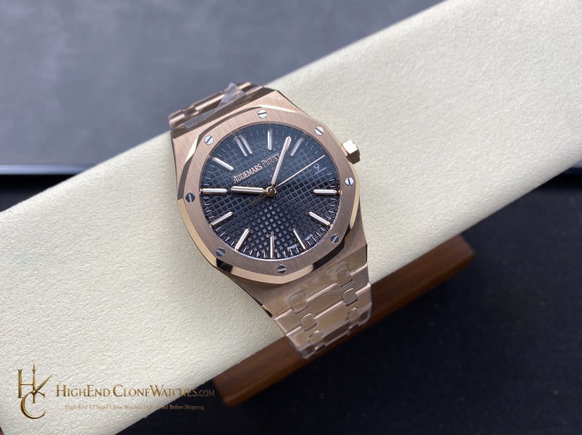Audemars Piguet Royal Oak 15510 Rose Gold Black Dial 41mm super clone watch side case profile