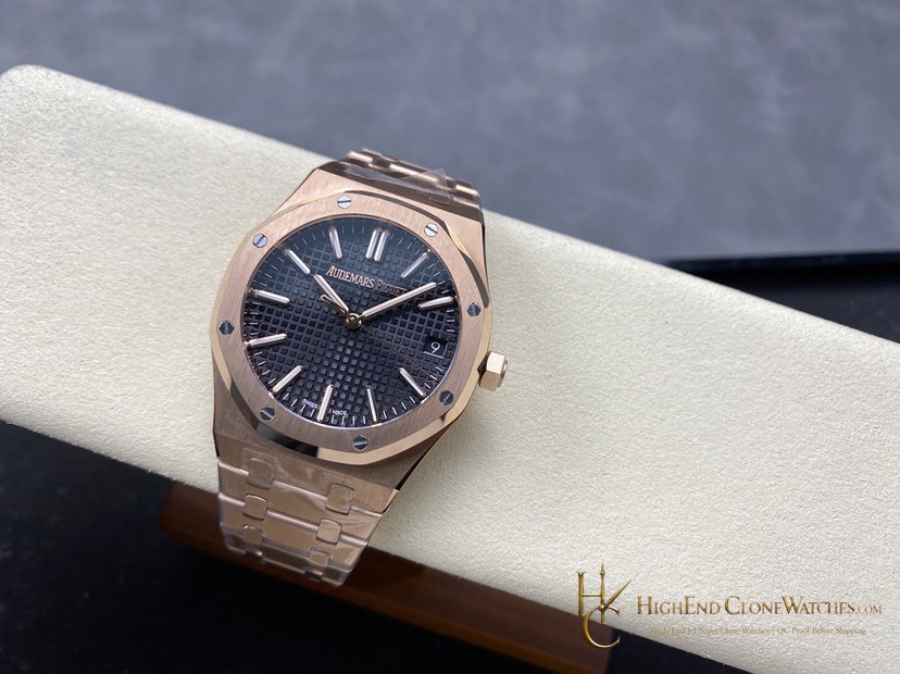 Audemars Piguet Royal Oak 15510 Rose Gold Black Dial 41mm super clone watch bracelet or strap fit