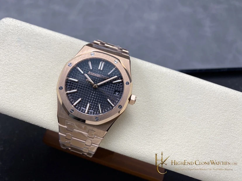 Audemars Piguet Royal Oak 15510 Rose Gold Black Dial 41mm super clone watch bracelet or strap fit