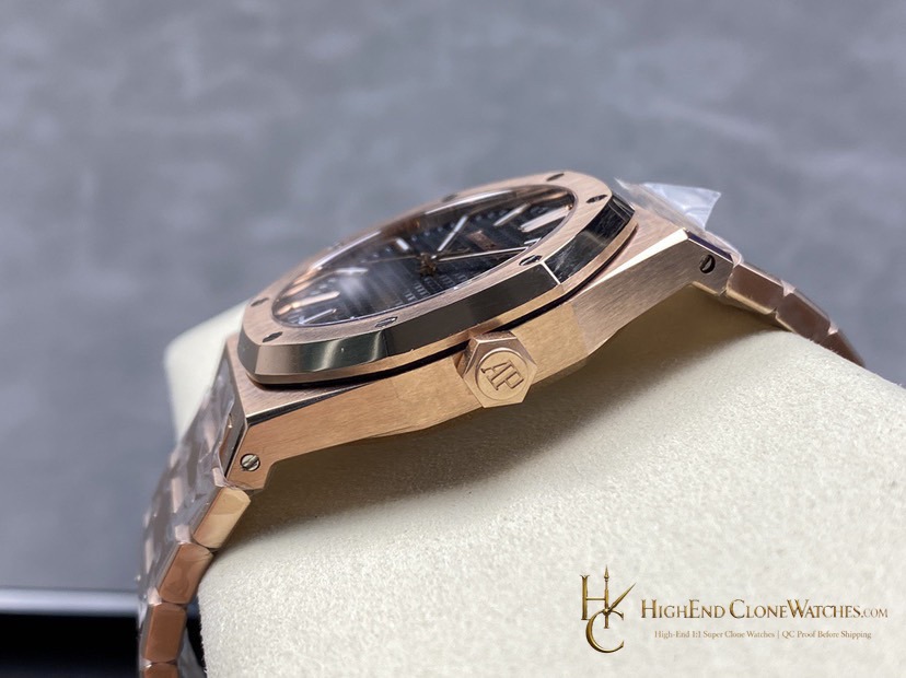 Audemars Piguet Royal Oak 15510 Rose Gold Black Dial 41mm super clone watch caseback detail