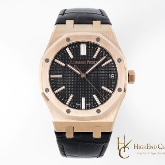 Audemars Piguet Royal Oak 15510 Rose Gold Black Dial Alligator Leather Strap 41mm super clone watch front view