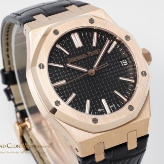 Audemars Piguet Royal Oak 15510 Rose Gold Black Dial Alligator Leather Strap 41mm super clone watch dial detail