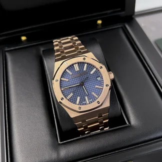 Audemars Piguet Royal Oak 15510 Rose Gold Blue Dial 41mm super clone watch front view