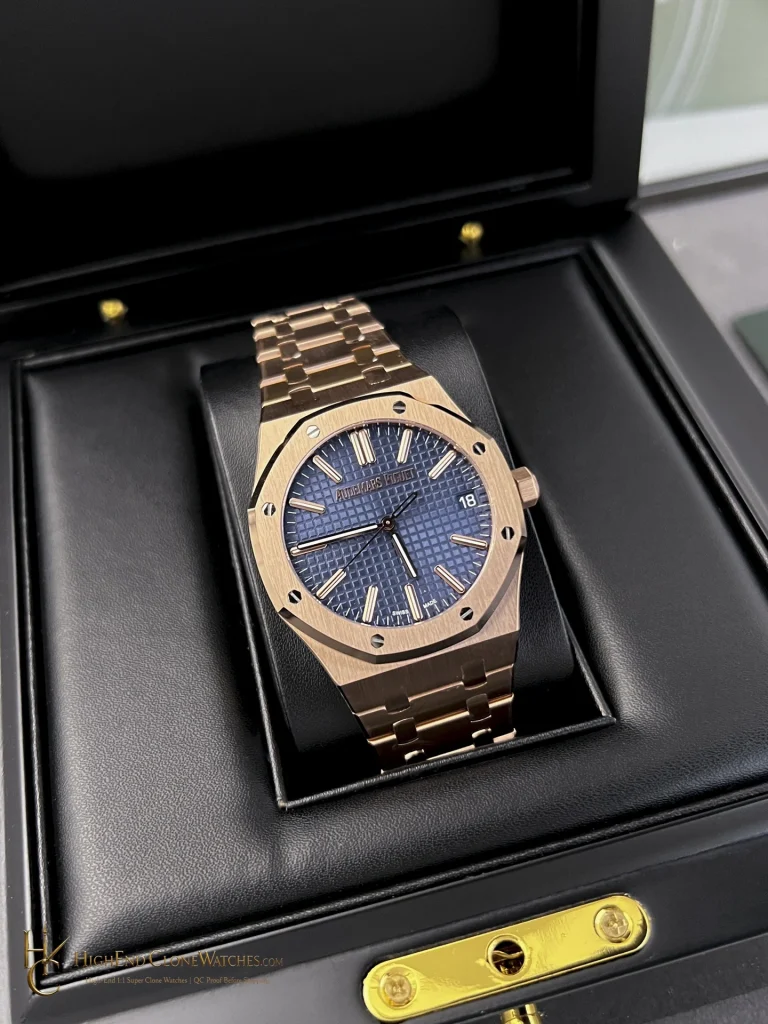 Audemars Piguet Royal Oak 15510 Rose Gold Blue Dial 41mm super clone watch front view