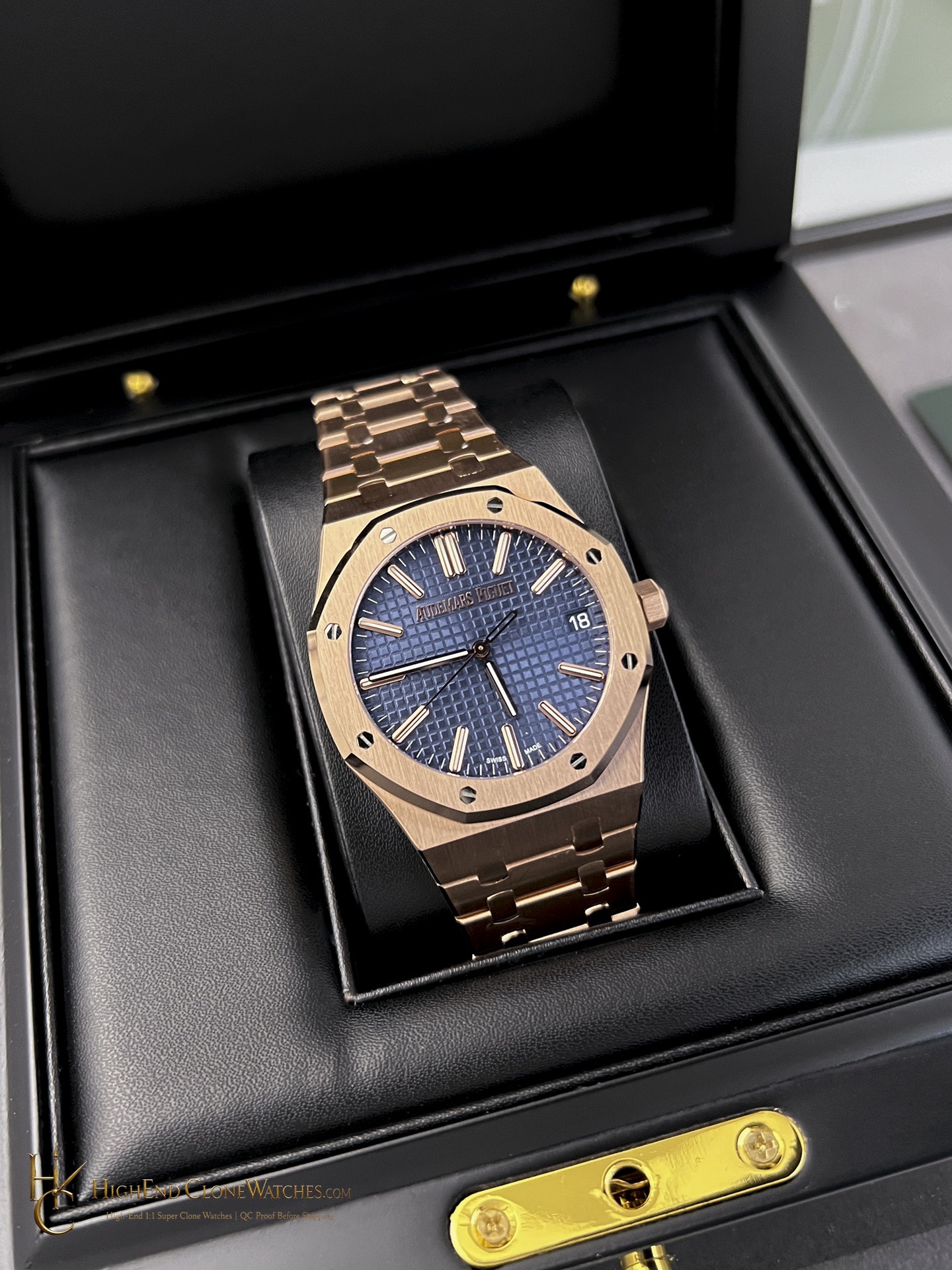 Audemars Piguet Royal Oak 15510 Rose Gold Blue Dial 41mm super clone watch front view