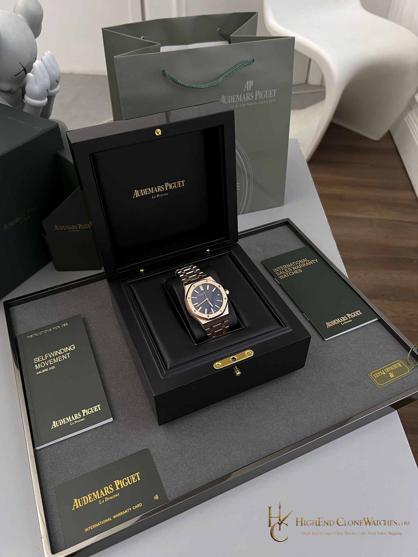 Audemars Piguet Royal Oak 15510 Rose Gold Blue Dial 41mm super clone watch dial detail