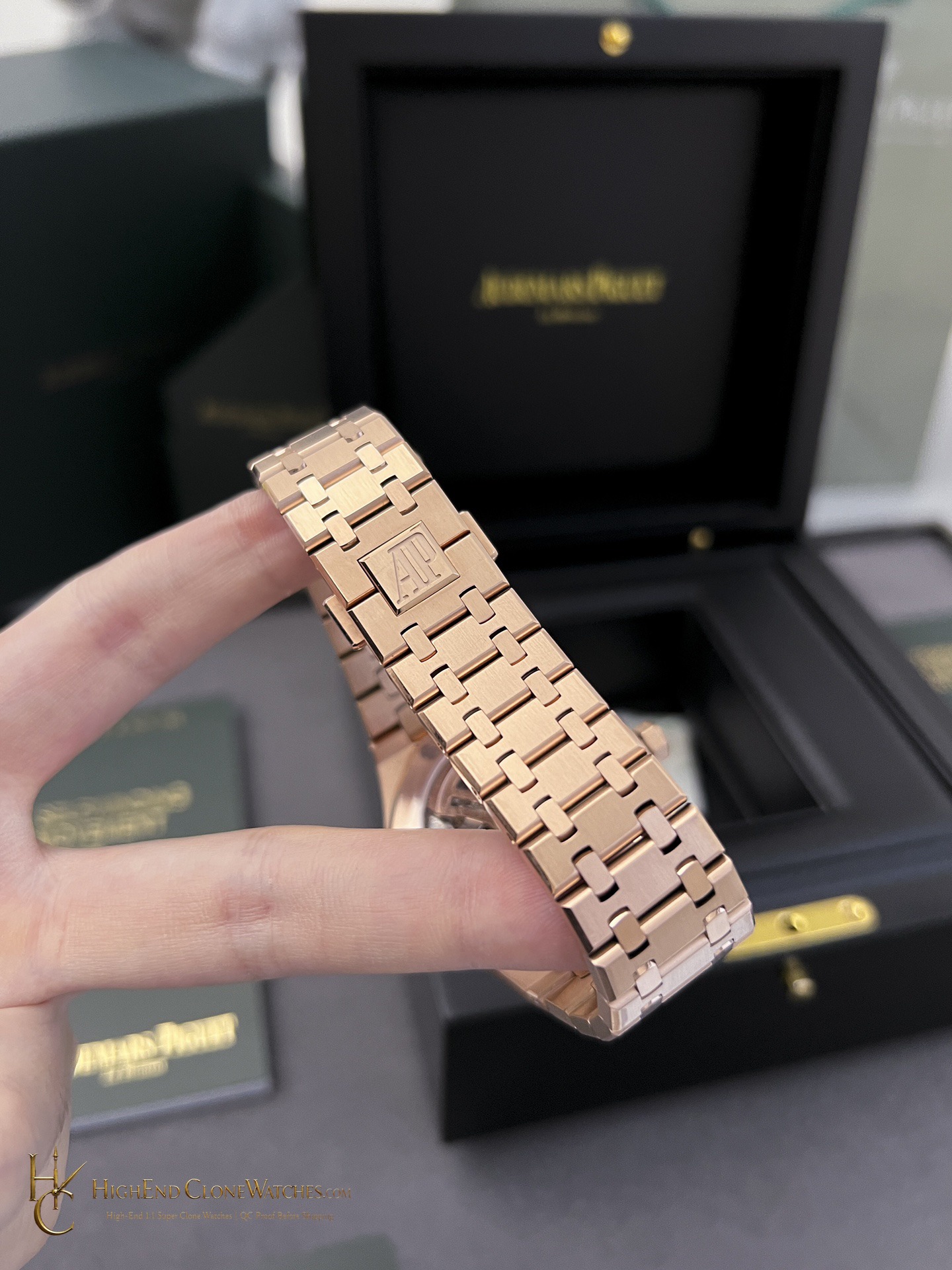 Audemars Piguet Royal Oak 15510 Rose Gold Blue Dial 41mm super clone watch wrist shot