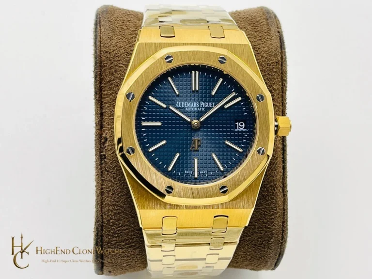 Audemars Piguet Royal Oak 18K Gold 15450BA Blue Dial 37mm super clone watch front view