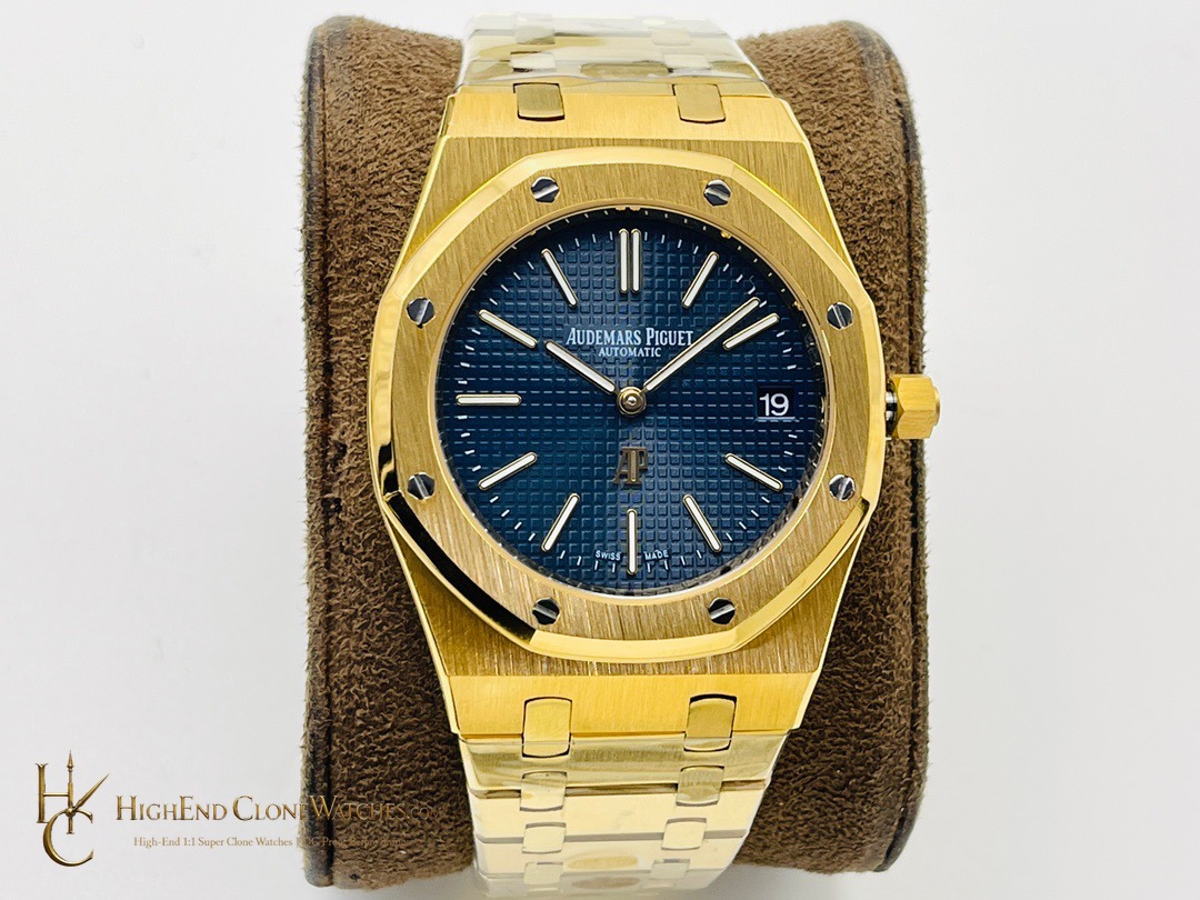 Audemars Piguet Royal Oak 18K Gold 15450BA Blue Dial 37mm super clone watch front view