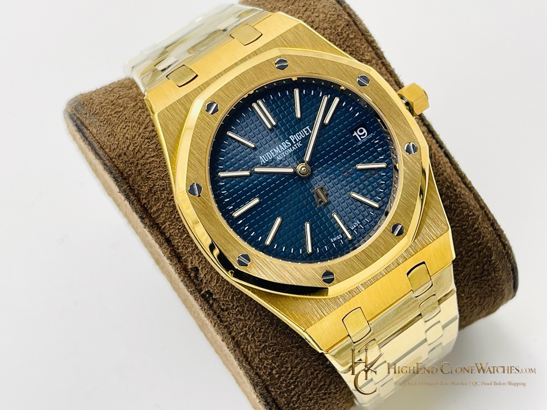 Audemars Piguet Royal Oak 18K Gold 15450BA Blue Dial 37mm super clone watch dial detail